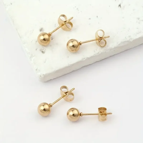 golden Ball Stud Earrings