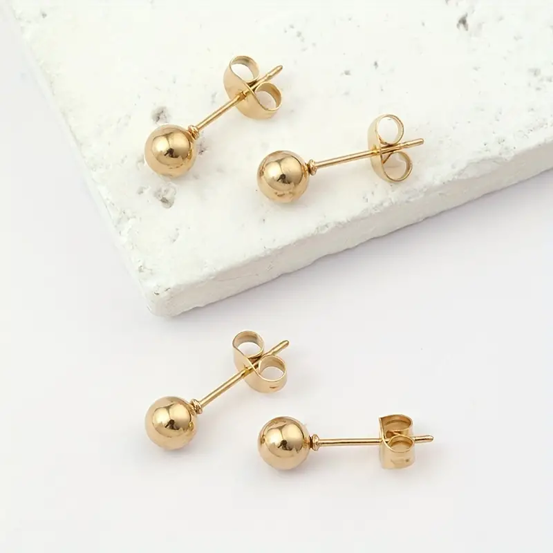 golden Ball Stud Earrings